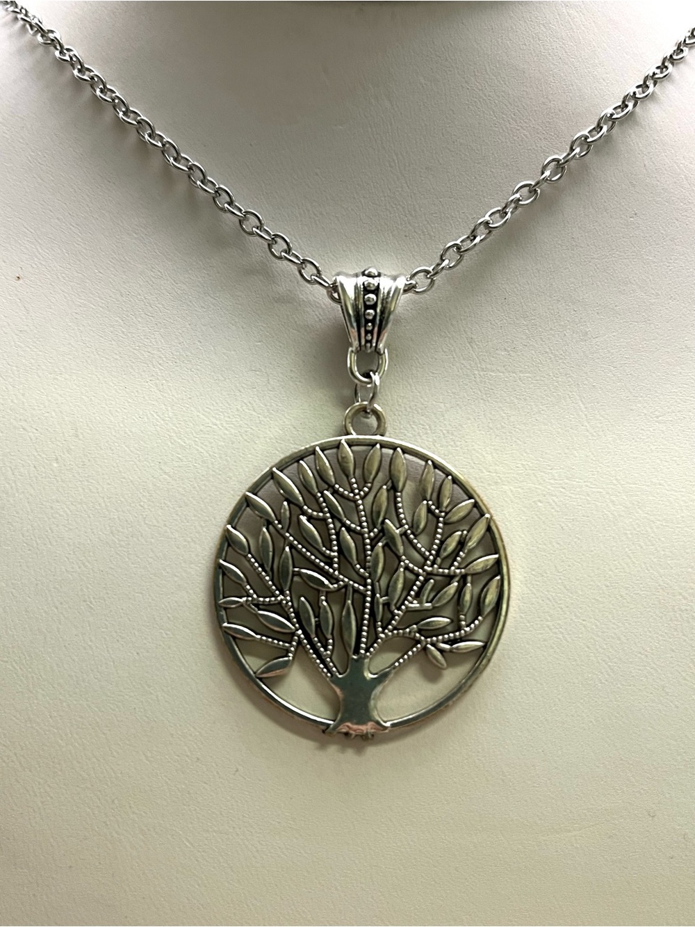 Silver Tone Tree of Life Pendant Necklace | Boho Spiritual Statement Charm